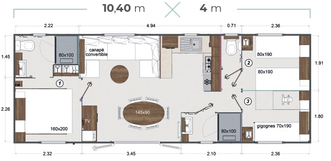 Cottage Prestige 40m² – 3 chambres – 2 salles de bain (draps et serviettes inclus) 4/6 Pers.